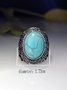 Vintage Natural Turquoise Ring Bohemian Ethnic Women's Jewelry