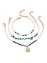 3Pcs Boho Turquoise Beaded Multilayer Bracelet Women's Vacation Beach Jewelry