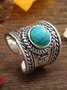 Vintage Turquoise Ethnic Pattern Ring Women Holiday Daily Dress Jewelry