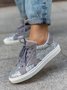 Casual Star Pattern Split Joint Lace-Up Glitter Skate Shoes