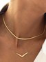 Simple Gold Direction Marking Arrow Chain Layer Necklace Women Jewelry