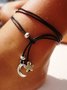 Boho Star Moon Pattern Leather Rope Anklet Beach Holiday Women Jewelry