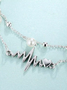 Boho Silver Pearl Line Layered Anklet Vacation Beach Jewelry