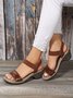Brown Lizard Faux Leather Retro Block Heel Sandals