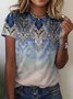 Women's Crew Neck T-Shirt Printed Flower Ethnic Tee Multicolor Blue
Cameo Brown