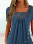 Women's Lace Square Neck Casual Loose Shirt