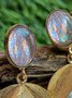 Casual Natural Opal Gold Leaves Pattern Earrings Everyday Ethnic Jewelry