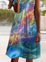 Women's Loose Ombre Casual V Neck Dress