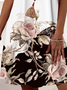 Women's Loose Knitted Floral Vacation Dress