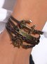 Dreams Leather and Metal Anchor Layered Bracelet Casual Western Everyday Jewelry