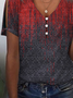 Casual V Neck Ethnic Buckle T-Shirt