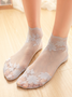 Lace Mesh Floral Pattern Hollow Socks Crystal Socks Daily Casual Accessories