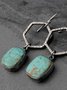 Natural Turquoise Geometric Drop Earrings Vintage Everyday Jewelry