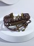 Dreams Leather and Metal Anchor Layered Bracelet Casual Western Everyday Jewelry