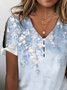 T-shirts For Women Casual Floral V Neck