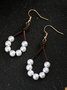 Casual Leather Beaded Pearl Drop Earrings Western Style Vintage Ethnic Jewelry