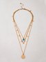 Gold Geometric Blue Crystal Layered Necklace Everyday Casual Jewelry