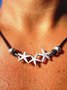 Casual Silver Stars Leather Strap Necklace Choker Vintage Western Jewelry For Women