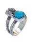 Vintage Silver Turquoise Floral Ring Casual Maxi Ethnic Jewelry