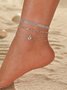 Silver Crystal Chain Layered Anklet Bohemian Vacation Jewelry