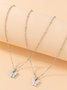 Casual Silver Crystal Butterfly Multilayer Necklace Urban Daily Versatile Jewelry