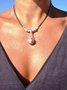 Casual Silver Pendant Leather Rope Necklace Western Style Vintage Everyday Jewelry
