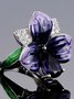3D Lily Flower Enamel Diamond Ring Party Wedding Anniversary Gift Jewelry