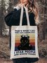 That's What I Do Alphabet Cat Graphic Canvas Shoulder Bag Tote Women's Bags