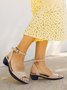 Apricot Braided Belt One-word Belt Thick-heeled Sandals