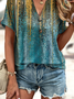 Casual Ombre Stand Collar Loose T-Shirt