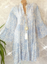 Women's Midi Dress Floral Dress Boho Loose Casual Stand Collar