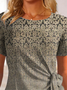 Ethnic Crew Neck Knot Front Shirt