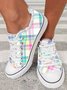 Easter Day Multicolor Plaid Print Fringe Hem Lace-up Canvas Shoes