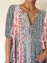 Women's Loose Floral V Neck Casual Shirt