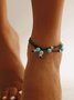Retro Leather Turquoise Ethnic Anklet Holiday Beach Women Jewelry