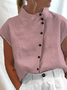 Women's Cotton Linen Stand Collar Casual Shirt