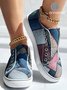 Women's Color Block Printing Slip On Canvas Shoes