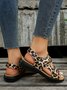 Vintage Embroidery Hook and Loop Comfy Sole Flat Sandals