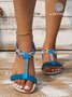 Printed Woven Rhinestone Bohemian Resort Sandals