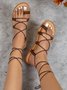 Vacation Embroidery Lace-Up Gladiator Sandals