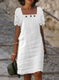 Square Neck Lace Casual Loose Dress