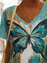 Butterfly V Neck Loose Casual Shirt