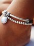Bohemia Metal Beaded Leather Multilayer Anklet Western Style Ethnic Women's Jewelry