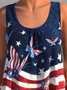 Knitted Independence Day Casual Loose Tank Top