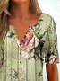 Women's Half Sleeve Notched Floral Printed Tops