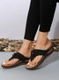 Women Rhinestone & Flower Decor Flip-flops Wedge Slide Sandals