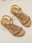 Vintage Beaded Comfort Soft Sole Strap Sandals