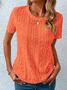 Women's T-shirt Crew Neck Solid Eyelet Embroidery Round Neck Tee White Black Orange Red Brown Green Apricot Blue Pink