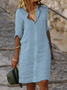 Women's Midi Dress Cotton And Linen Dress Loose Linen Plain Dress