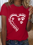 Women's Dog Lovers The Road To My Heart Is Paved With Paw Prints Loose Cotton T-Shirt Tee Top Funny Valentine's Day Gifts White Red Purple Pink Black Blue Gray